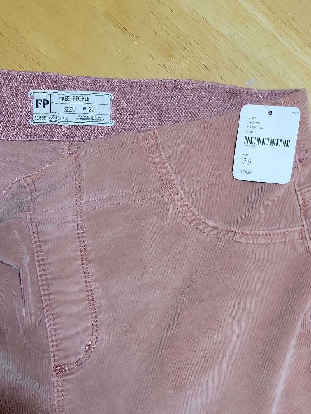 Dusty Pink Free People Stretch Cordory Flares - Picture 2 of 10